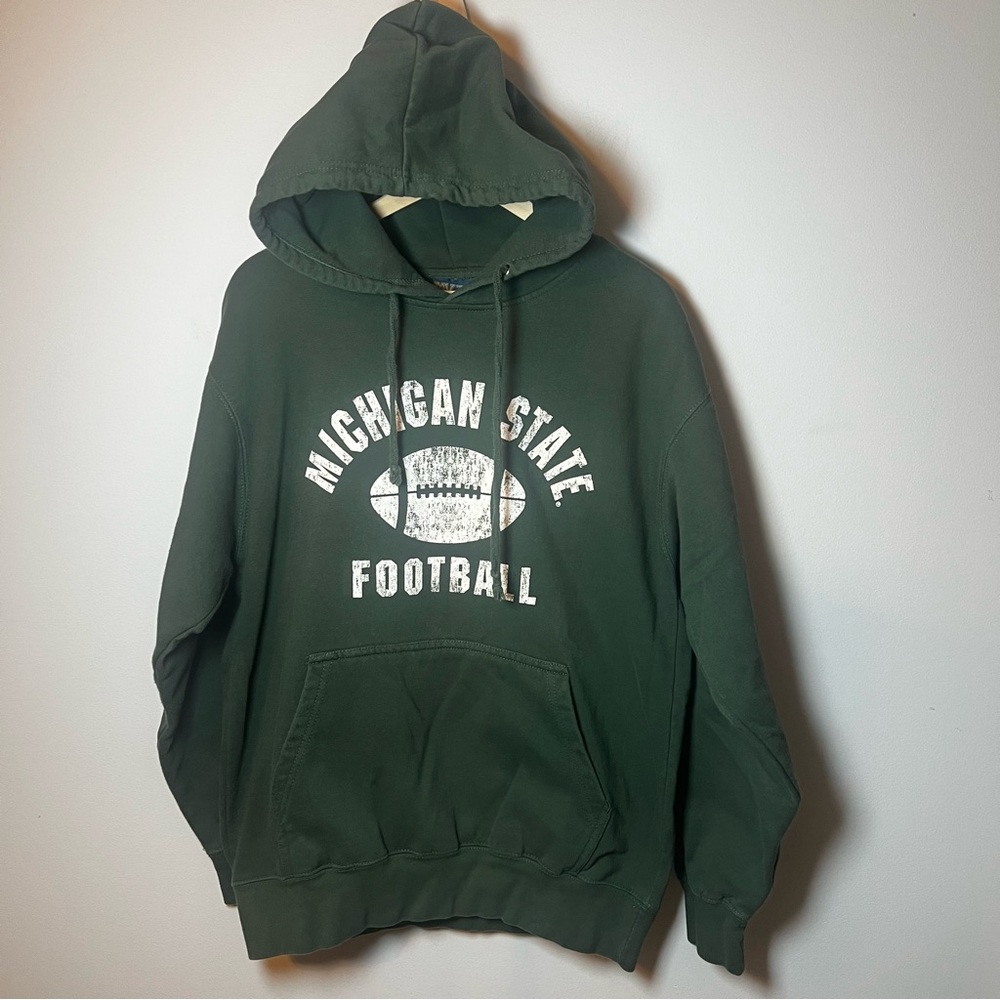 Michigan State Football Hoodie Men’s L Green MV Sport Pullover Sweatshirt NCAA